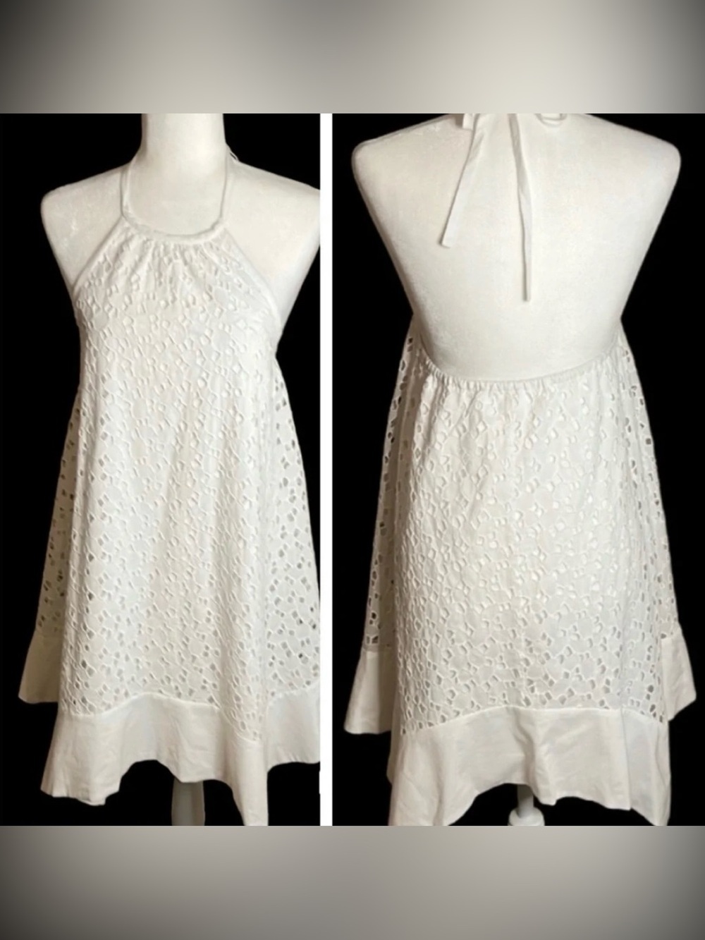 Susana Monaco White Eyelet Halter Dress - Size 12